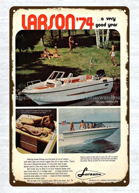 1974 Larson 186 All American Boat Family Boating Lake metal tin sign bar signs