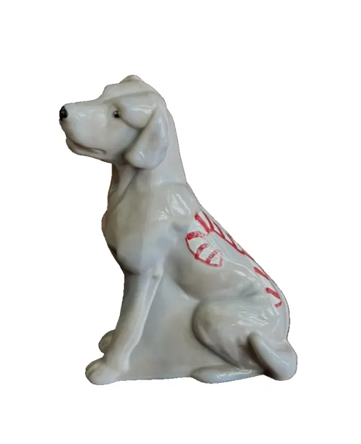 Mosser Glass Gray Christmas Dog Figurine Candy Canes Weimaraner