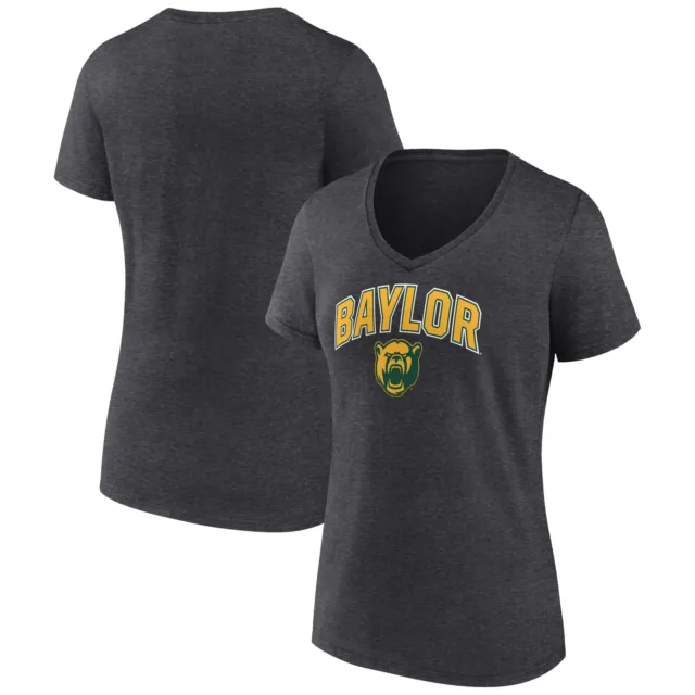 Women's Fanatics Branded Charcoal Baylor Bears Campus V-Neck T-Shirt