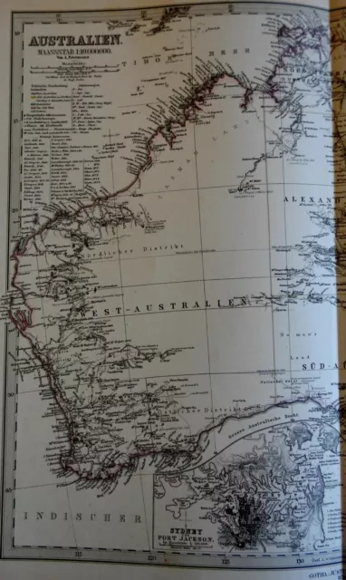 Australia continent by itself endless details 1878 Petermann Stieler map 2