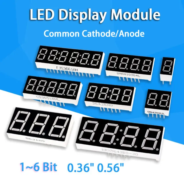 0.36" 0.56" 7 Segment Digit LED Display Module Common Cathode/Anode 1 - 6 Bit