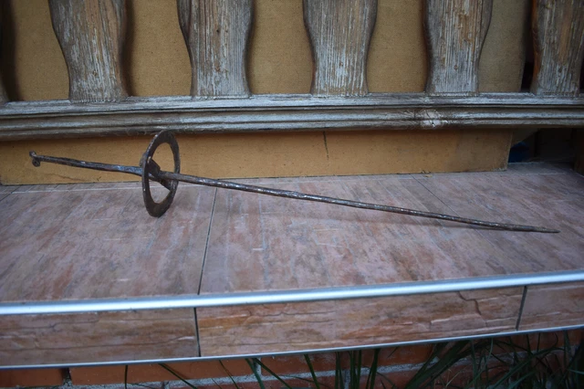 Vintage Antique Primitive Hand Forged Iron Skewer Grilling barbecue 19th century