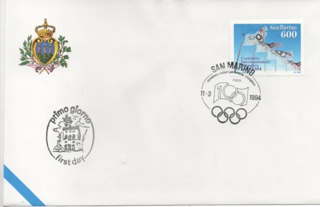 1994 FDC A. A. S. F. N. San Marino Centenaire Comité Olympique c. I. O.MF64459