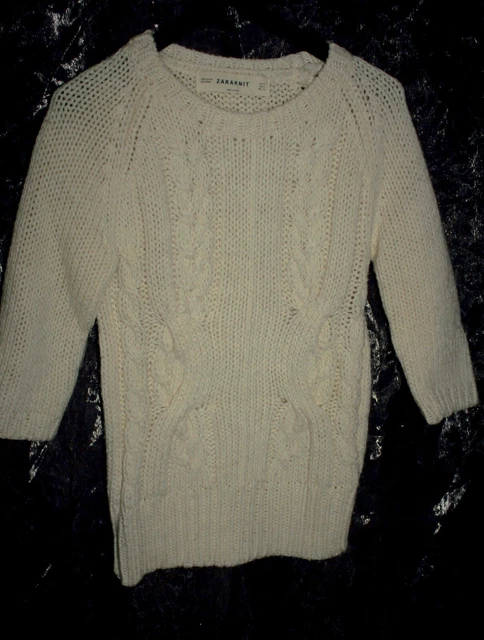 Pull Zara Noir Et Blanc Chiné - Taille S, Coton/acrylique, Occasion En Très Bon état !