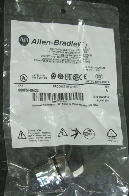 Allen-Bradley 800FM-SM22 Maintained Selector Switch Series A