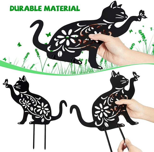 3 Pieces Animal Silhouette Garden Stake Puppy Dog Bunny and Cat Silhouette Stake 3
