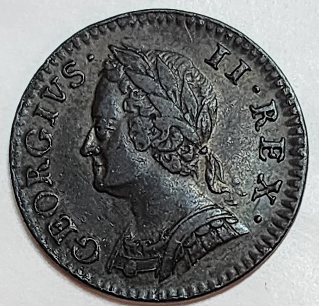 1754 UK George II One Farthing 1/4D