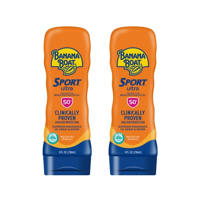 Loción de protección solar de rendimiento deportivo Banana Boat, FPS 50 amigable con los arrecifes 8 oz (2 piezas)