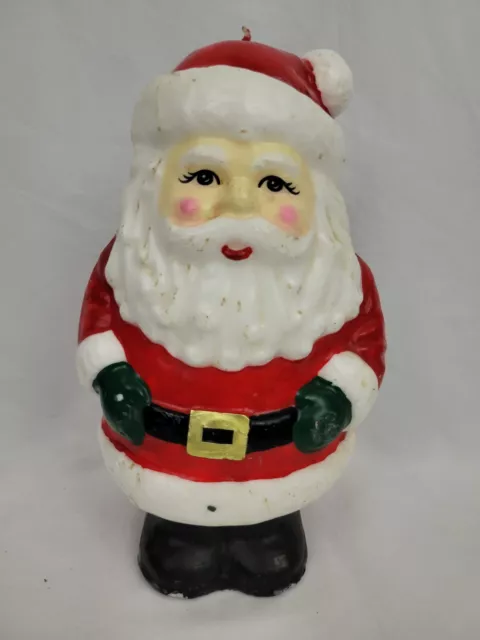 Vintage Christmas Santa Claus Head Face Wax Candle 11 inch