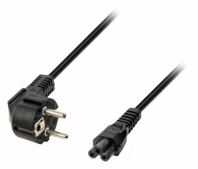 EU Power Cable Angled Schuko Male - IEC-320-C5 2m Black
