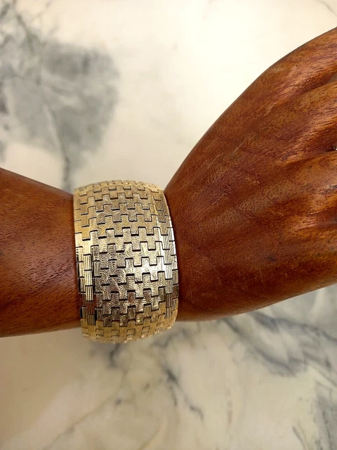 Bracelet Manchette Ted Lapidus Plaqué Or 18 Carats - Cuff Designer Français, Occasion