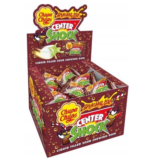 Chupa Chups Center Shock Splashing Cola Liquid Filled Sour Bubble Gum Retro