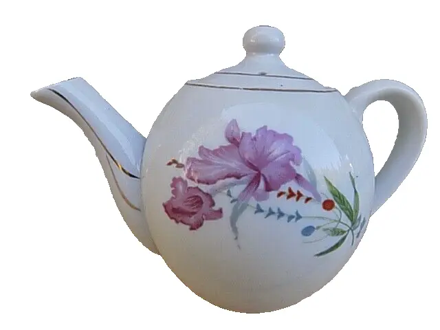 Vintage Ceramic Teapot Pink w/ Gold Trim Floral Design Made in Japan