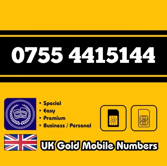 Gold Mobile Number Easy VIP Business Special Memorable UK O2 EE Voda 3 SIM Card