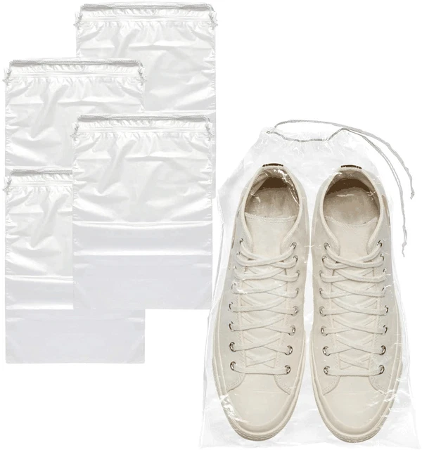 Clear Drawstring Bags 12x16.5 inch Pack of 100 Travel Shoe Bags 2 mil Waterproof