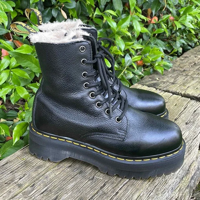 Dr Martens Jadon FL Fur Black Pisa Platform Boots