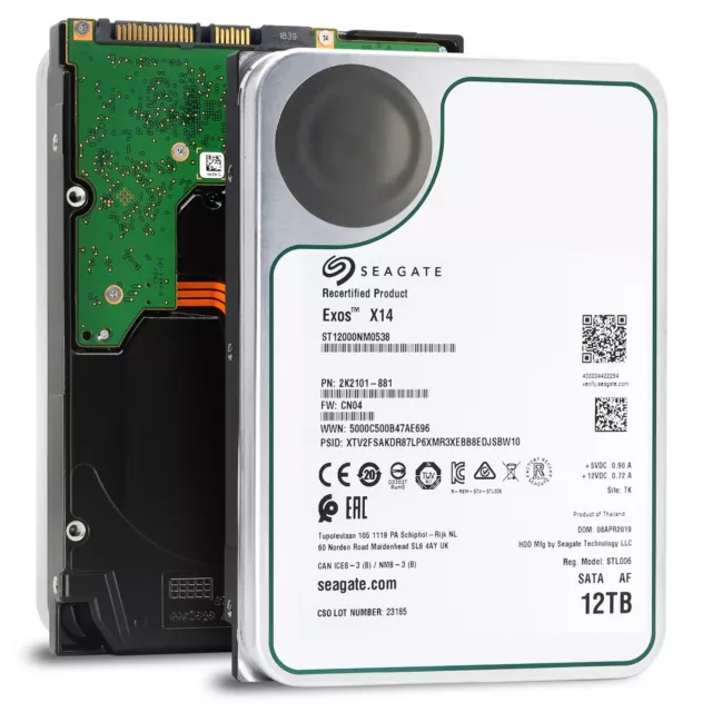 Seagate 12TB Exos X14 SATA 6Gb/s 7200RPM Enterprise HDD — ST12000NM0538