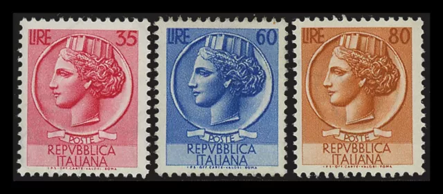 Repubblica 1953 - Siracusana, serie 9 valori filigrana ruota (710/18) Nuovo