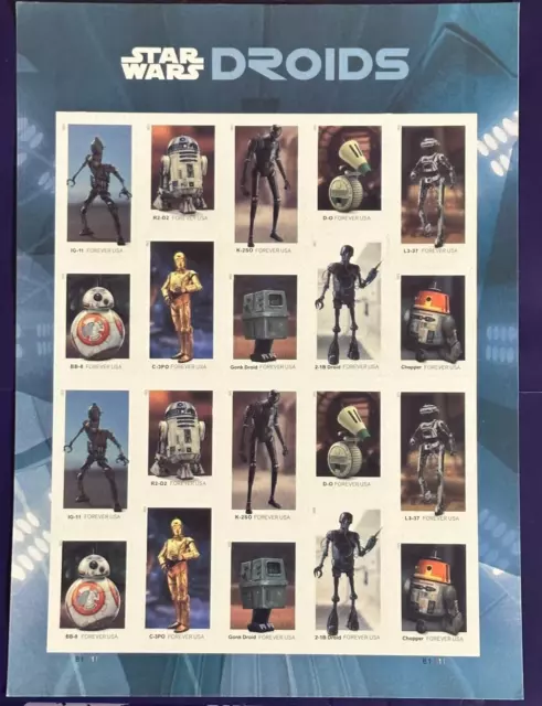 Booklet of 20 STAR WARS DROIDS US Stamps Scott #5573-5582 5582a- MNH