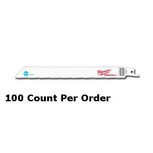 Milwaukee 48-01-9093 8 in. 8/12 TPI Ice Hardened Sawzall Blades (100 Pk)