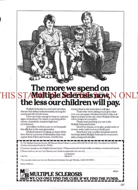 Multiple Sclerosis Society Charity Appeal Fund ADVERT 1982 Print Ad 703/55