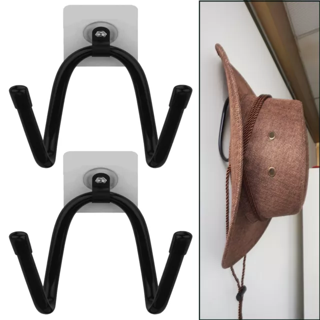 2x Self-adhesive Metal Double Wall Hooks Coat Hanger Tower Rack Hat Hook Jacket