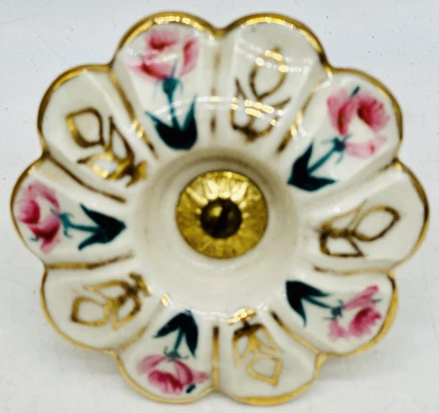 Vintage Curtain Tieback Hook White Porcelain Painted Floral