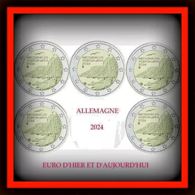 5 x 2€ ALLEMAGNE 2024 COMMEMORATIVE Mecklembourg Poméranie 5 ateliers DISPONIBLE