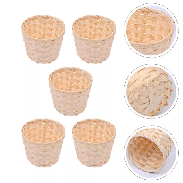 5 Pcs Tiny Baskets Small Gift Bamboo Weaving Child Mini Wicker Basket