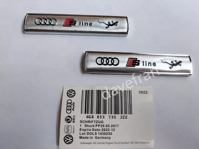 METAL 3D 2x Audi Sline Sliver Logo Car Side Emblem Badge Sticker Fender Badges