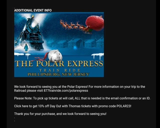 TICKETS POLAR EXPRESS Train Ride 80.00 PicClick