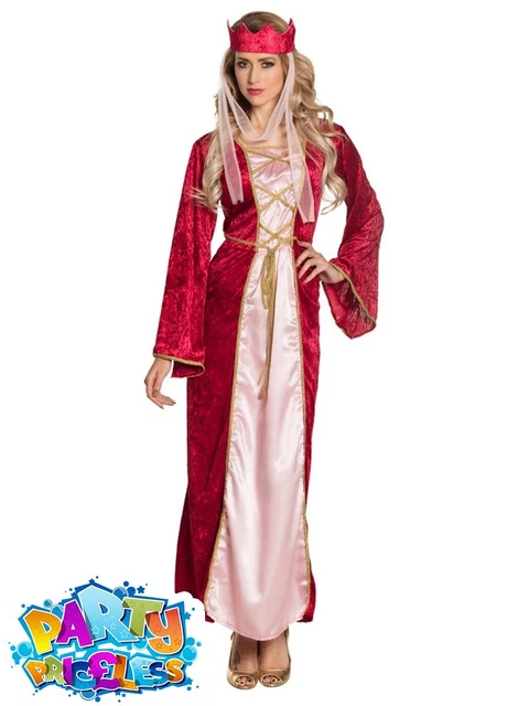 ADULT RENAISSANCE QUEEN Costume Medieval Princess Ladies Fancy Dress ...