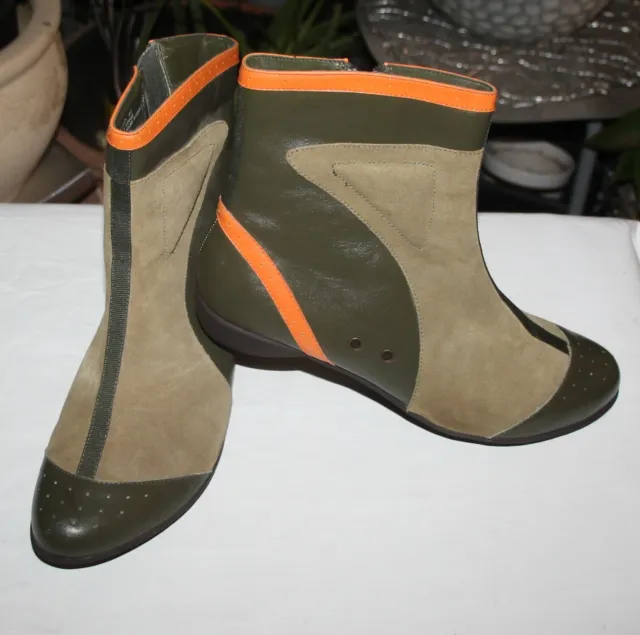 Dollhouse Lauren Army Green/Orange /Suede, Leather Ankle Boots (Sz: 6.5)