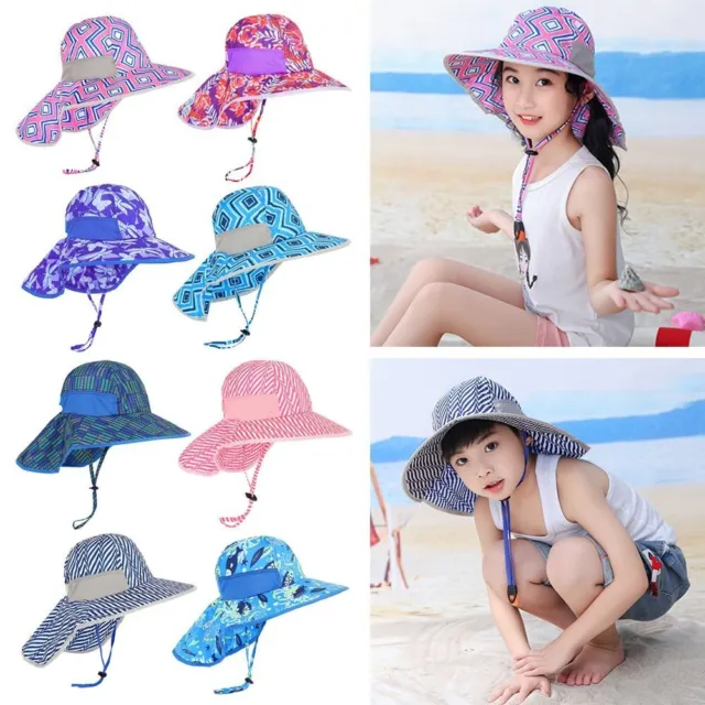 Adjustable Beach Cap Wide Brim Cap UV Protection Children Bucket Hats Sun Hat