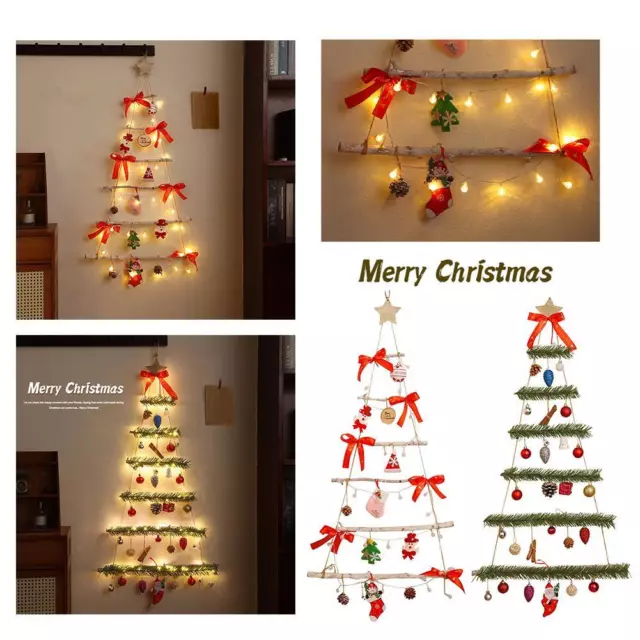 Wooden Wall Hanging Decoration Christmas Tree with Material DIY Packag^ Led Y8V6