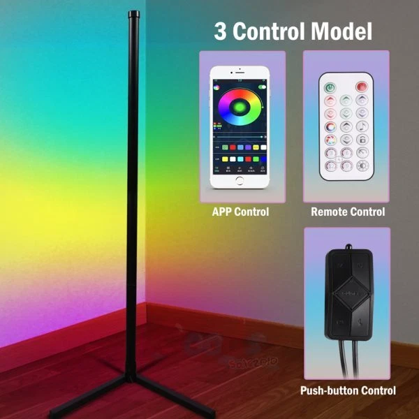 RGB Colour Changing LED Corner Floor Lamp Minimalist Mood Light 150cm Tall