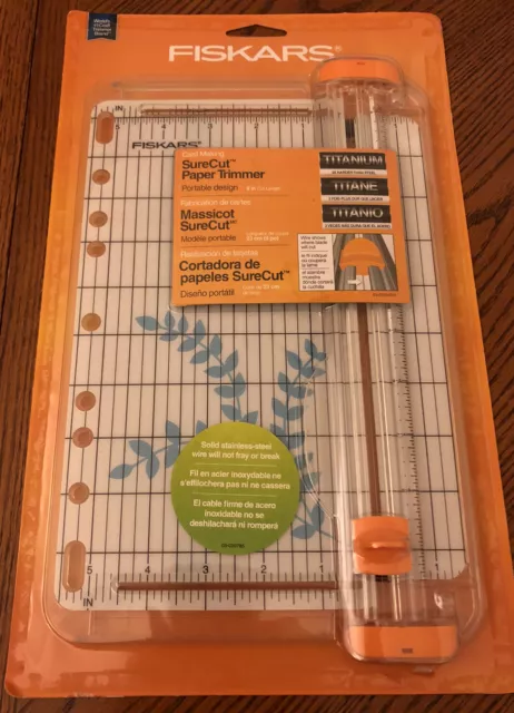 NIB Fiskars SureCut Paper Trimmer Titanium Blade 9" Cut Portable Design NIB Fiskars SureCut Paper Trimmer Titanium Blade 9" Cut Portable Design
