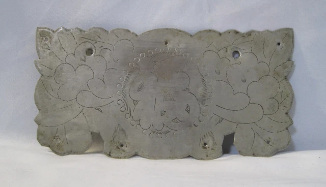 Ancient Korea.Joseon Dynasty .Hand Carved White Copper Decoration 福 peony flower