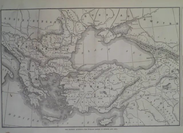 Map The Turkish Empire In Europe And Asia Harper's Weekly 1877