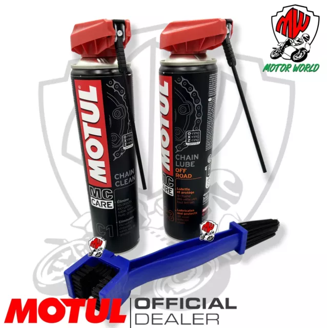 Kit pulisci lubrifica catena Motul C3 400ml + C1 400ml + SPAZZOLA PULIZIA CATENA