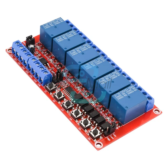 8 Channel DC 5/12/24V Relay Module With Optocoupler – High/Low Trigger (Unbranded)