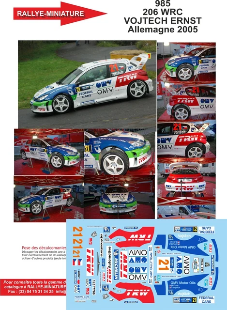 Décalcomanies 1/43 Peugeot 206 Rallye Alsace-Vosges 2005 - Planche De Décor REF 0942 - Neuf