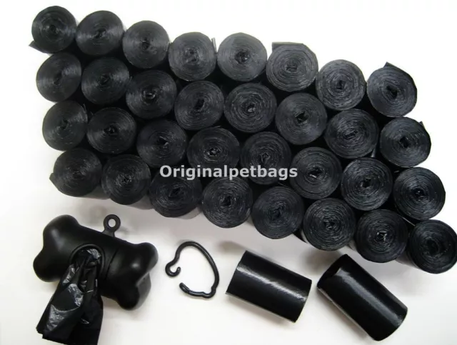 1000 Unscented Black Poop Bag Dog Waste Pick up coreless w/Dispenser Made in USA