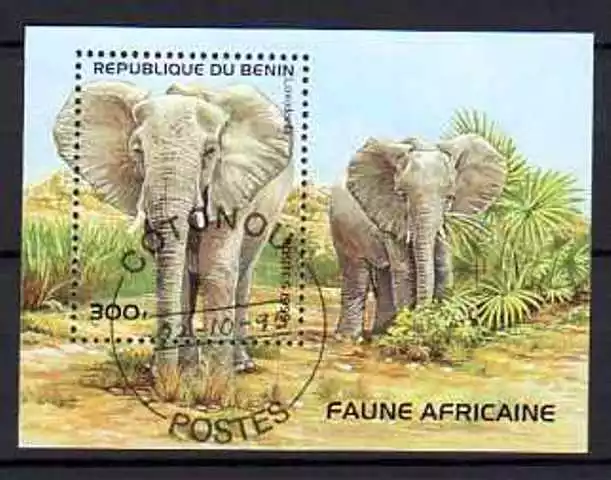 Animali Elefanti Benin 1995 (5) Blocco Yvert N° 29E Timbrato Usato