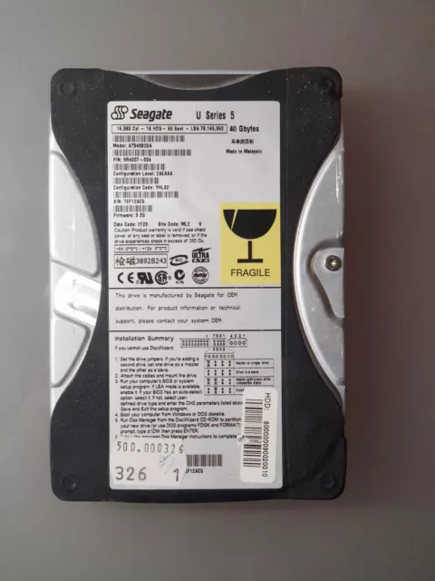 Festplatte 3,5 zoll Seagate ST340823A 40GB IDE PATA ATA 5400 U/min