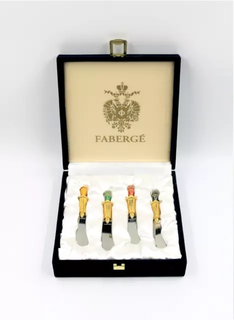 Faberge Imperial Collection Butter Knife Set with Eggs individually signed w/box