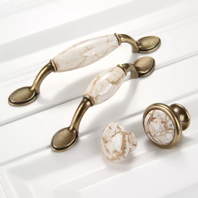5x European Marble Cabinet Knobs Door Wardrobe Cupboard Ceramic Pull Handles