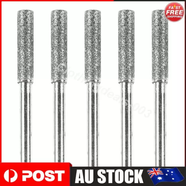 5pcs/Set Diamond Coated Grinding File Stone Heads Drill Bit (4mm Silver)