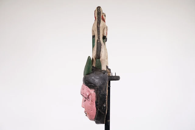 Tiv Mask with 2 Horses and Bird 18" - Nigeria - African Art 3
