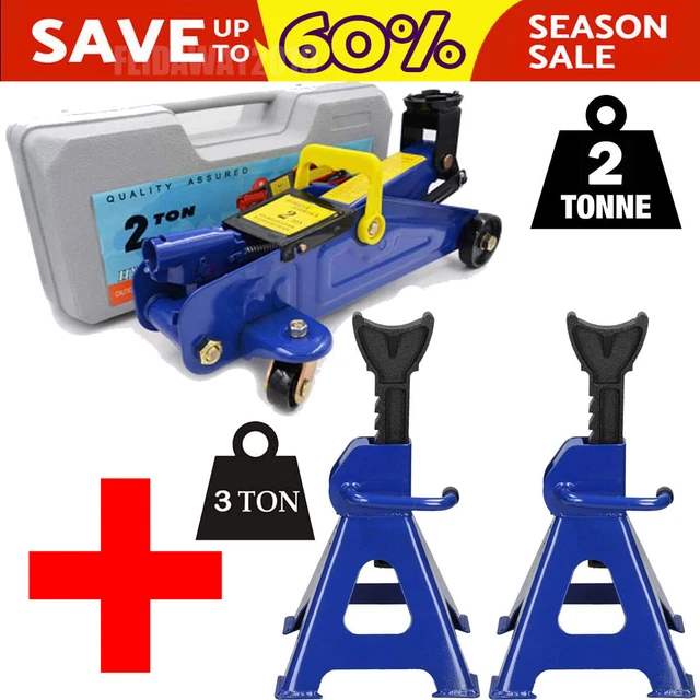3 TON TROLLEY Jack Stand Hydraulic Lift Car Van Jeep Lifting w/ 2 Ton